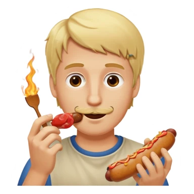 Hombre Rubio con una salchipapas pero la salchicha está quemada sticker
