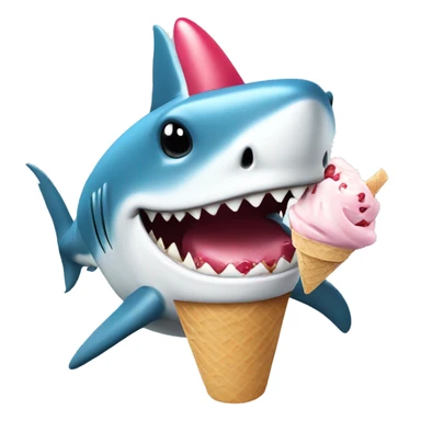 shark eating ice cream with a hat sticker