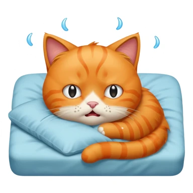 Orange cat crying in the bed sticker