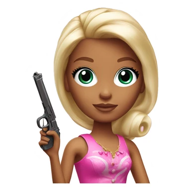 barbie girl holding toy gun sticker