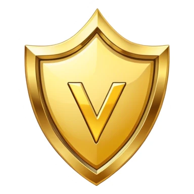 'V' badge that  have a golden border with 6 walls sticker