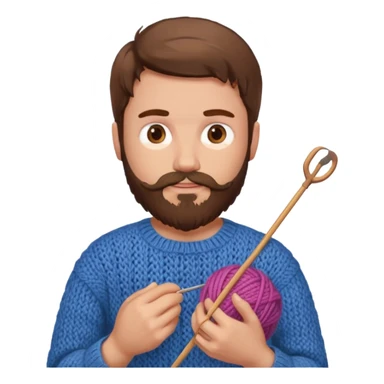 man with beard knitting sticker