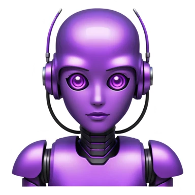 glitter purple cyberpunk robot sticker