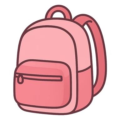 flat toon light pink backpack sticker