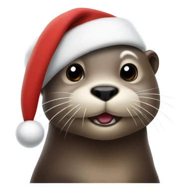 otter wearing a santa hat sticker
