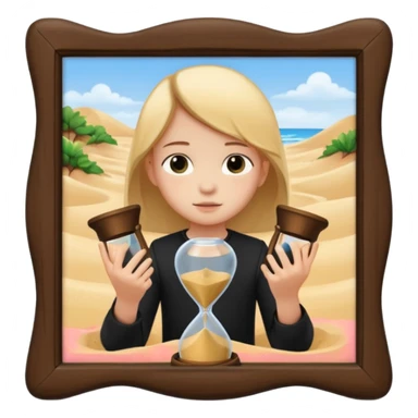 child holding hourglass in a  frame sticker
