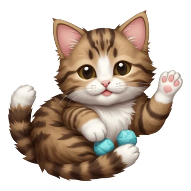 dark brown tabby and white kitten with his eyes closed whilst in funny positions stretched out and  upside down sticker