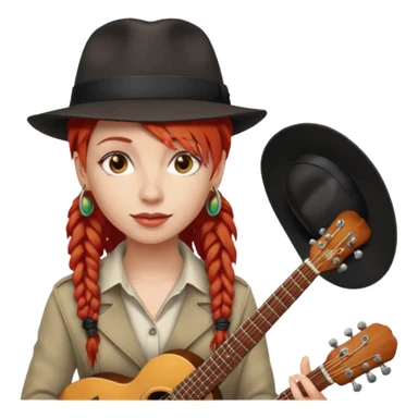 female red haired Musician with dreadlocks and fedora sticker