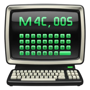 mac os icon code computer retro terminal, black, green white, numbers and code on the screen sticker