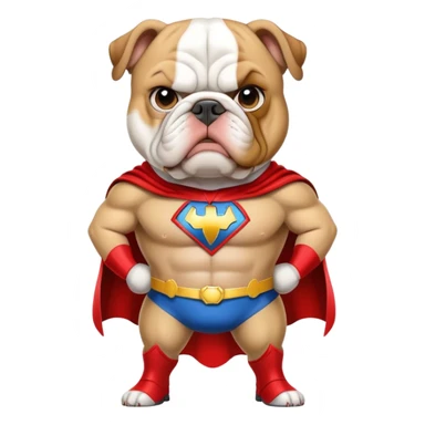 bulldog ingles traje super héroe sticker
