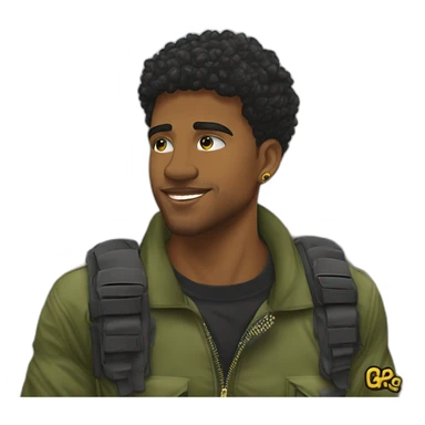 Uber Cariocas do Rio de Janeiro Brasil, criar do RJ roupas típicas da favela Streetwear black Brazilian young favela barberman doing a degradê militar fase in a black Brazilian Man sticker