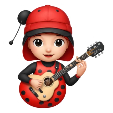 ladybug with a guitar and a cap sticker