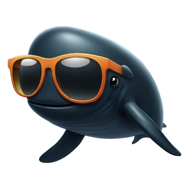 Black whale wearingsunglasses sticker