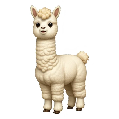 cinematic-[cream alpaca]-realistic-full-body-standing-emoji,-tail-flicking-lazily,-head-tilted-dramatically,-curly-[cream]-fur,-simplified-yet-realistic-focused-features,-highly-detailed,-glowing-with-an-almost-sarcastic-glow sticker