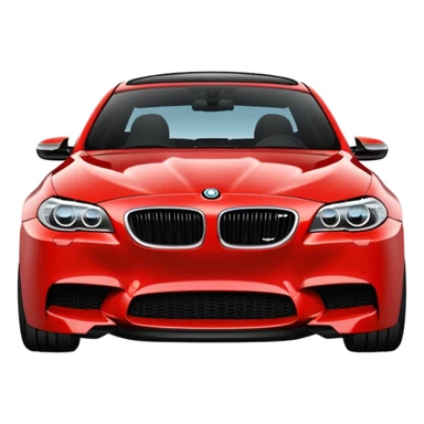 black BMW F10 M5, simple and rounded, cartoonish, like the red car iOS emoji sticker