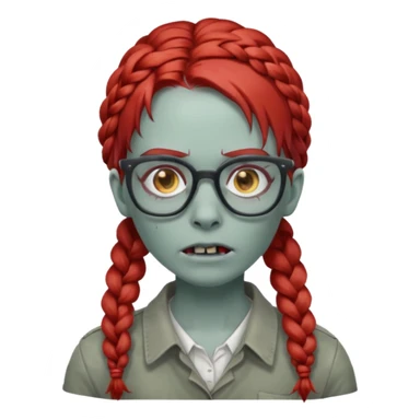 zombie with braided red hair and glassess sticker