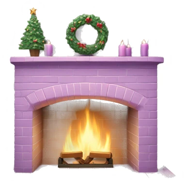 Pastel purple brick fireplace Christmas  sticker