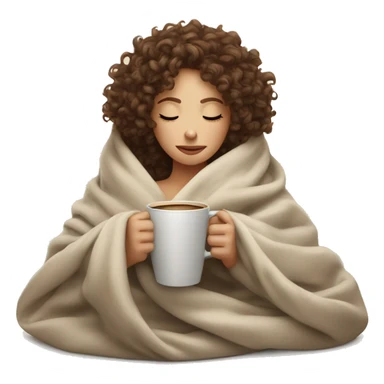 curly white girl inside a blanket sipping coffee eyes closed sticker