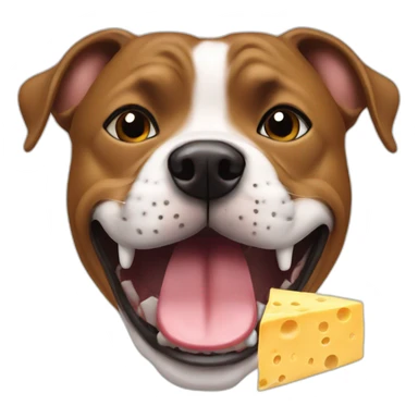 staffie dog eating cheese sticker