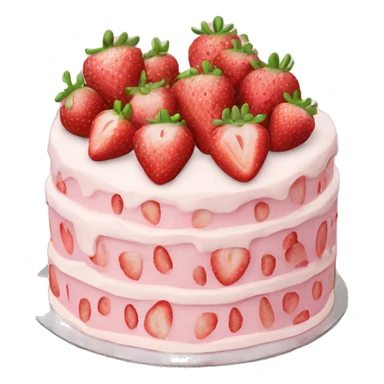 Light Pink strawberries and cream birthday cake  sticker