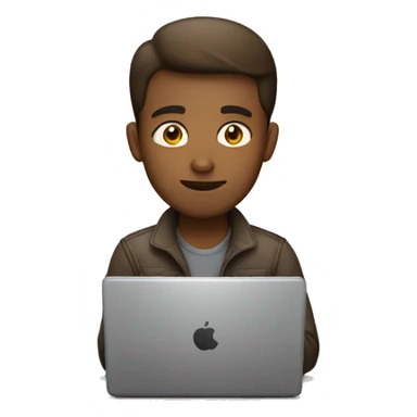 Man developer working on laptop light brown skin sticker