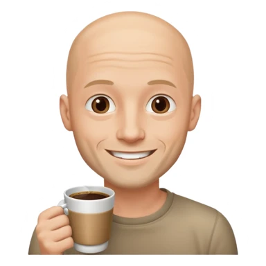 young men with coffee no hair, a little beard and no wrinkles sticker