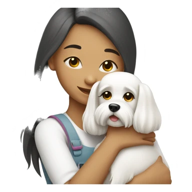 Girl hugging a Maltese dog sticker