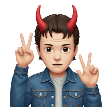 Eddie the freak from stranger things with his iconic hand sign over his head pretending to be the devil I think sticker
