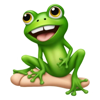 A frog licking a human foot sticker