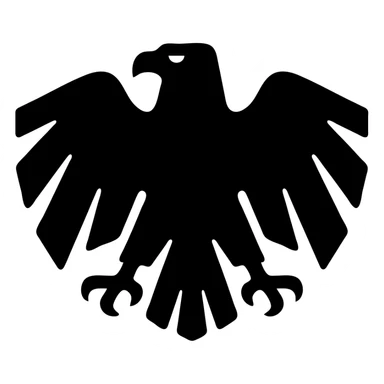 solid shape eagle symbol, full body, no outlines, intimidating and powerful sticker
