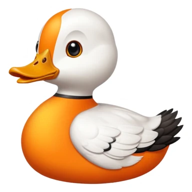 orange whit duck beak and black dot eyes cartoon style sticker
