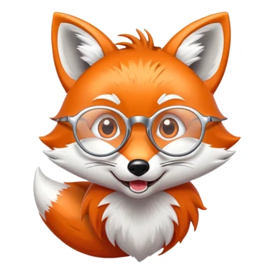 A surprised fox with sparkling fur, a glowing tail, a silver star on its forehead, and round glasses, with wide open mouth and eyes, looking shocked or scared. 🦊😱 sticker