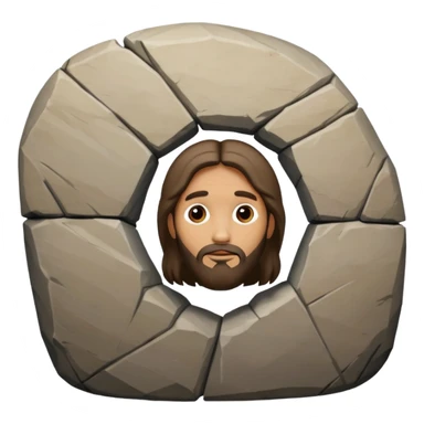 Jesus hiding behind a large boulder  sticker