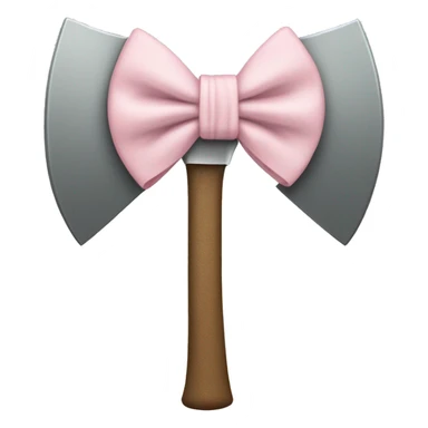 axe with a pale pink bow tied on the handle sticker