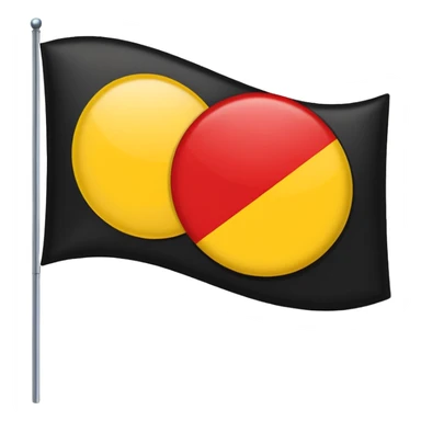 a rectangular flag split horizontally with the top half solid black and the bottom half solid red with a medium-sized yellow circle in the middle sticker