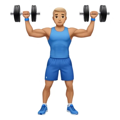 man with blue shorts doing side-lateral raise (T pose) with light dumbbells sticker