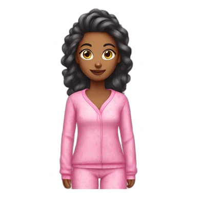 pink ends hair girl designer in pajamas sticker