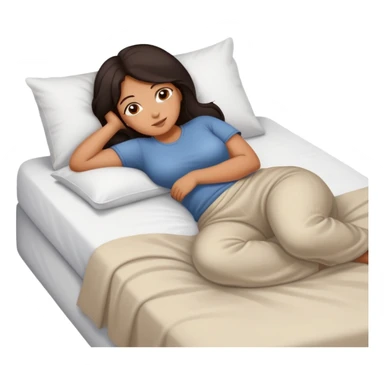 Curvy dark hair sfw bed pose sticker