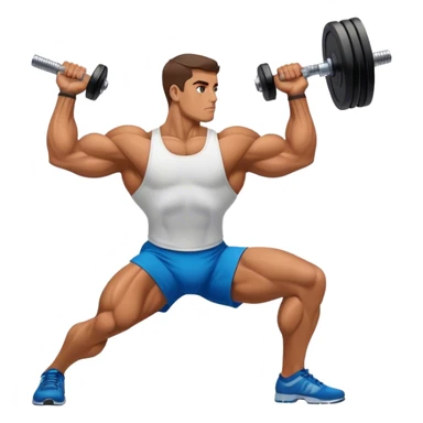side-view bodybuilder dumbbell lunges sticker