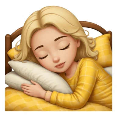 single-girl-in-brown-cozy-yellow-bed-sleeping-pretty-eyelashes-light-skin sticker