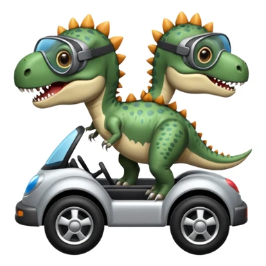 Tres dinosaurios bebés grises cada uno subido en un carro tecnológico blanco con lentes de realidad virtual sticker