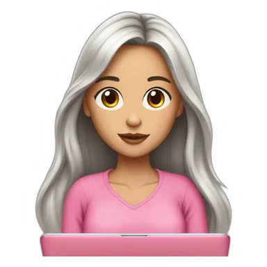 smm girl brunet with long hear and brown eyes with pink mac book sticker