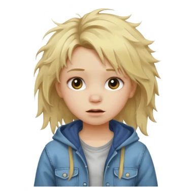 Child girl blonde hair messy hair dirty clothes  sticker