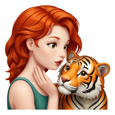 redhead girl kissing tiger sticker