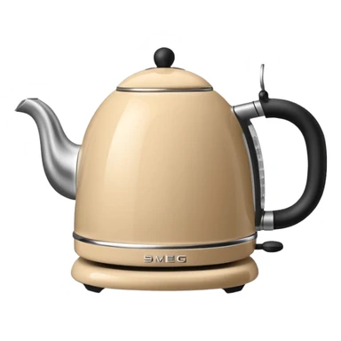 Beige smeg kettle and a cup of tea sticker