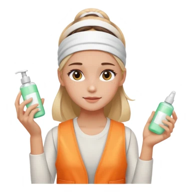 Clean girl aesthetic emoticons, apply skincare products, headband, glowing skin, vest, soft lighting
 sticker