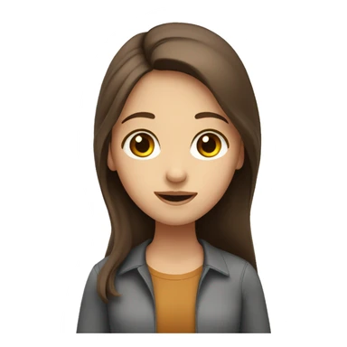 A white translator girl with long brown hair and brown eyes sticker