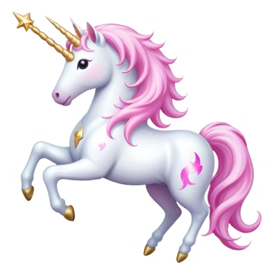 White unicorn with pink shine magic wand sticker