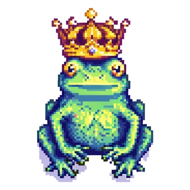 crowned frog pixel art sticker