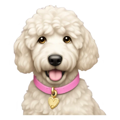 White cream mini golden doodle with pink collar princess sticker